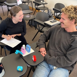 UCSB Bren School students using legos in a training provided by Library staff