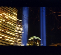 9/11 Tribute to Light. Two lights in the place of the World Trade Center Towers. 