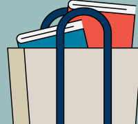 tote bag with books inside