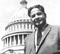 Dalip Singh Saund in front of the U.S. Capitol.