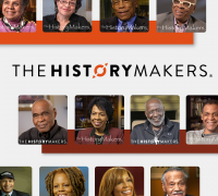 The HistoryMakers logo with headshots of speakers in the archive